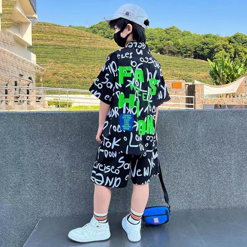  Kids child clothes 2 point set tops + short pants setup casual man spring summer easy pretty Junior KSFB050(2 color 120-170)