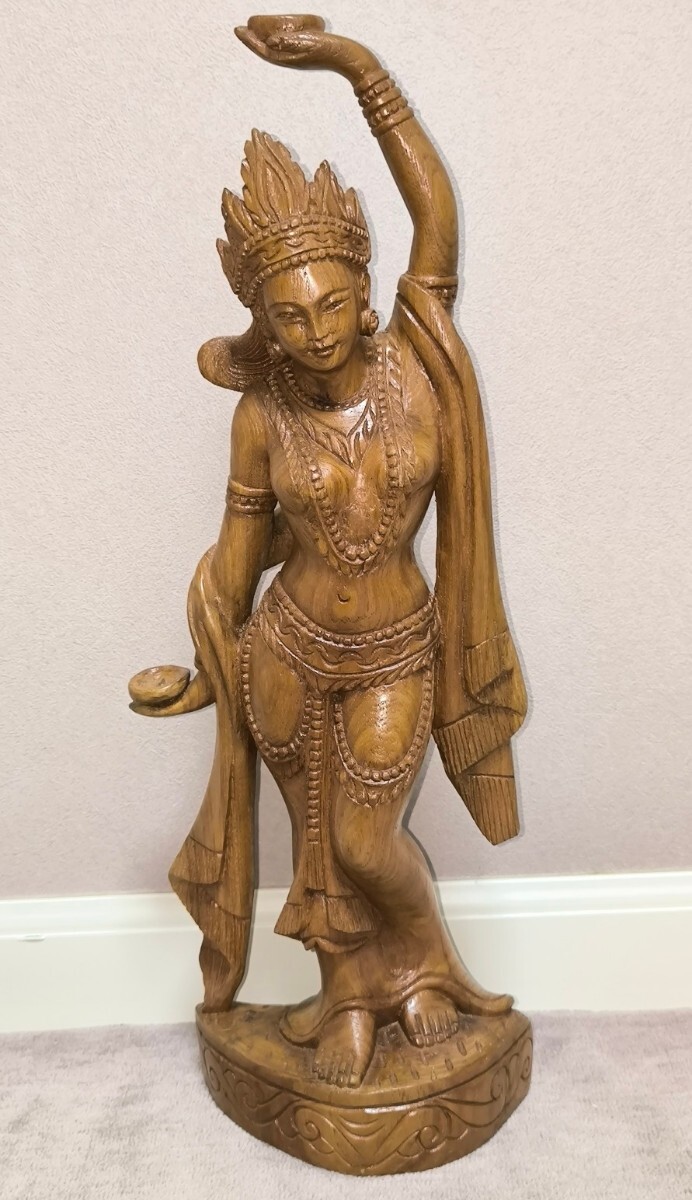 一本彫り 木彫 神仏像 女神像 仏像 彫刻 縁起物_画像1
