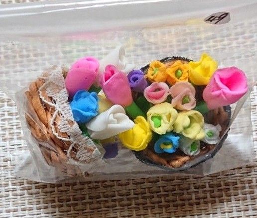 《ちっこい花かごセット》10個 樹脂粘土 ハンドメイド ちっこいカゴ ミニチュア 