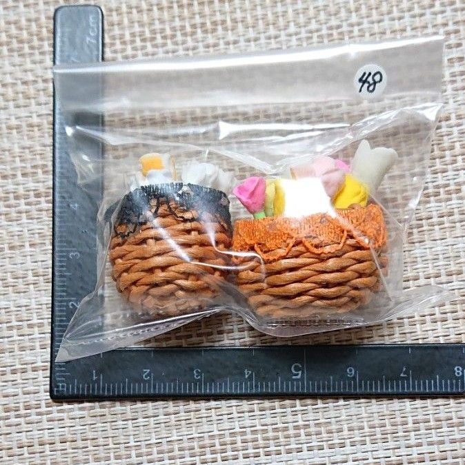 《ちっこい花かごセット》10個 樹脂粘土 ハンドメイド ちっこいカゴ ミニチュア 