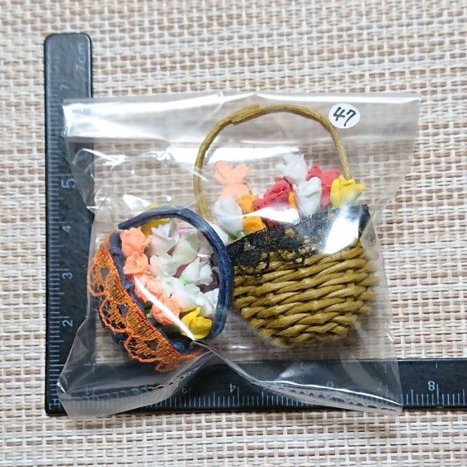 《ちっこい花かごセット》10個 樹脂粘土 ハンドメイド ちっこいカゴ ミニチュア 