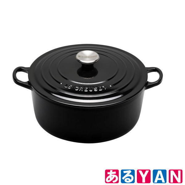 ■AE■LE CREUSET ル・クルーゼ ココット・ロンド 18cm ブラック ルクルーゼ 両手鍋 未使用品 送料無料_画像1