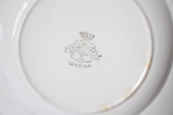 フランス アンティーク LONGWY MARSEILLE 古い陶器のスープ皿 2枚セット 美品_画像10