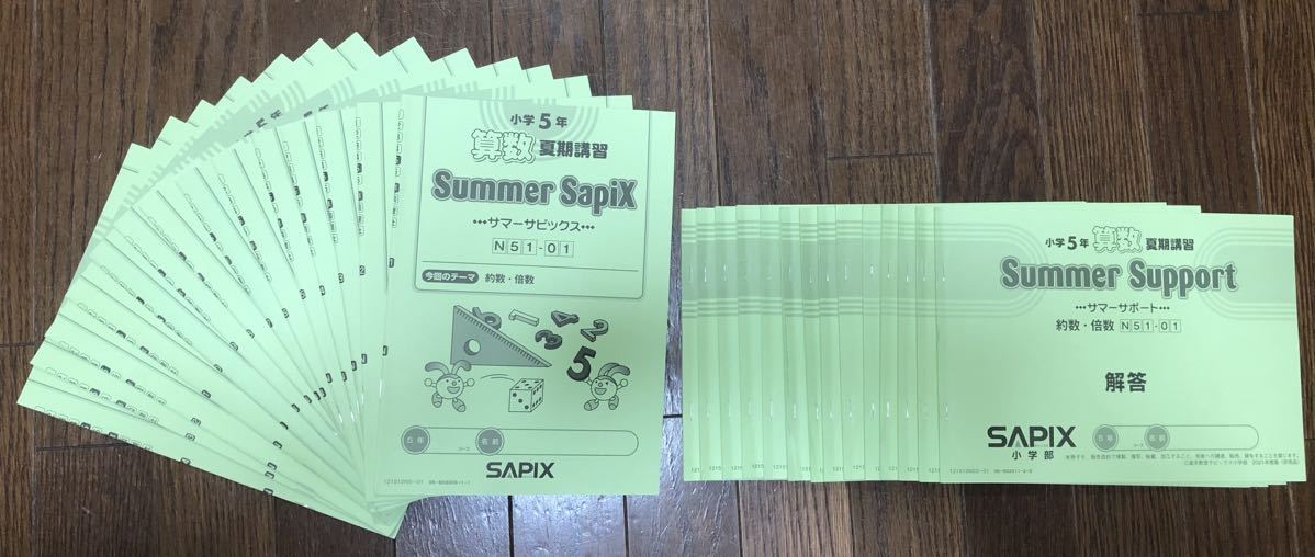 SAPIX 小学5年生算数 夏期講習セット サマーサピックス＆サマーサポート 合計28冊 サピックス 中学受験 書き込みなく綺麗な状態_画像2