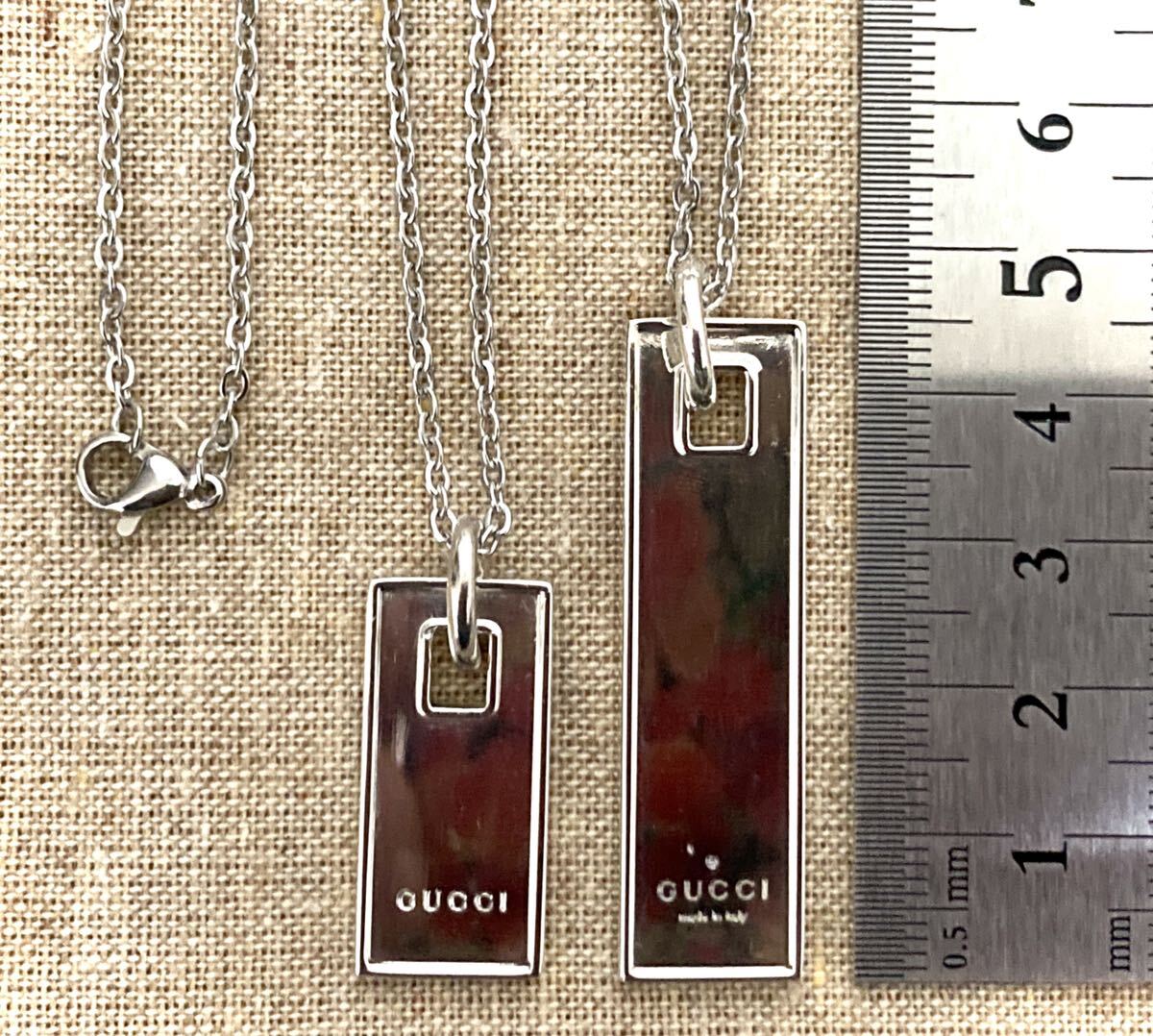[ prompt decision / postage included ]GUCCI/ Gucci pair necklace tag / plate necklace / pendant ( chain 50cm)