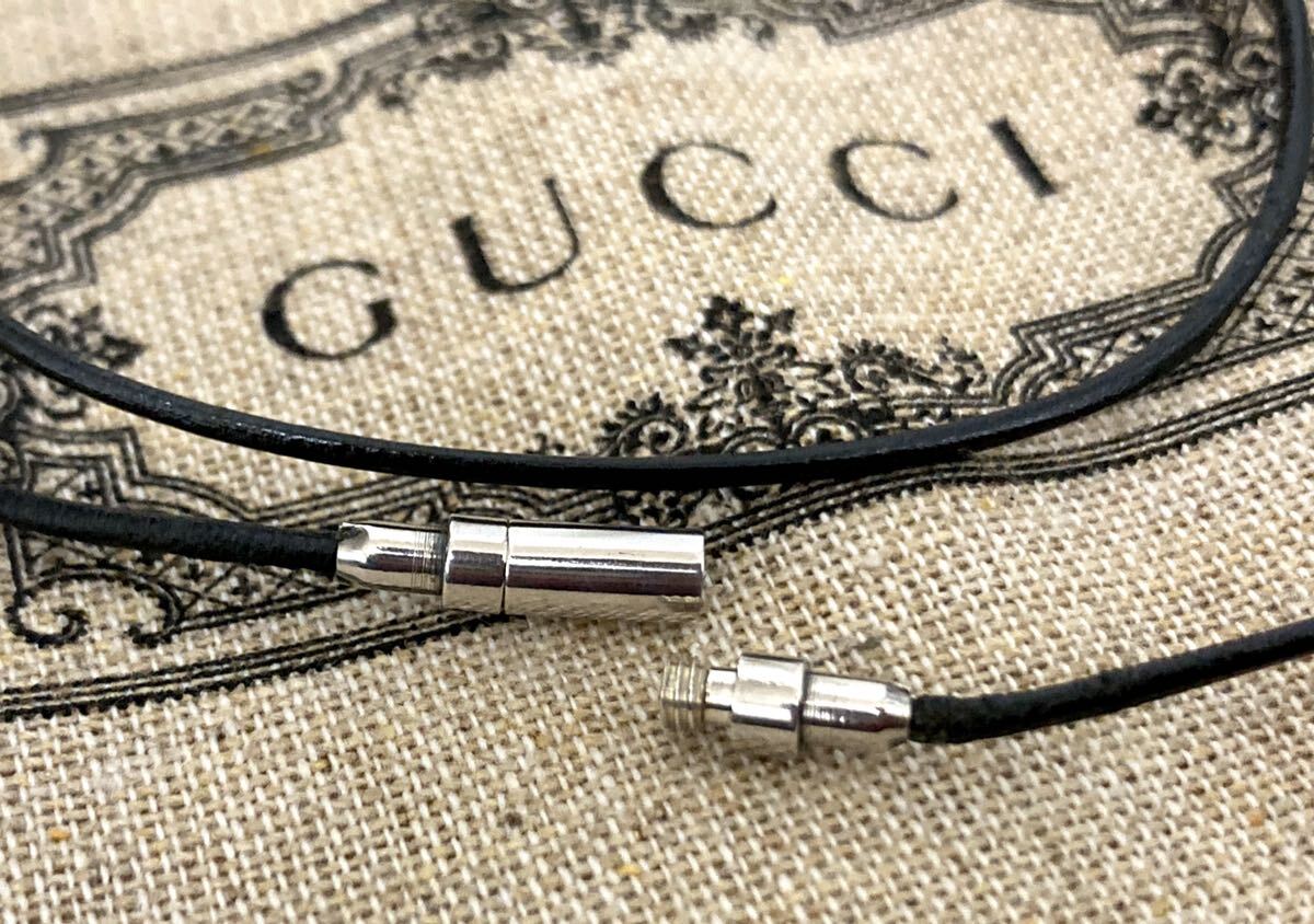 【即決/送料込み】正規品 GUCCI/グッチ レザーチョーカー/革紐/ネックレス ブラック×シルバーの画像5