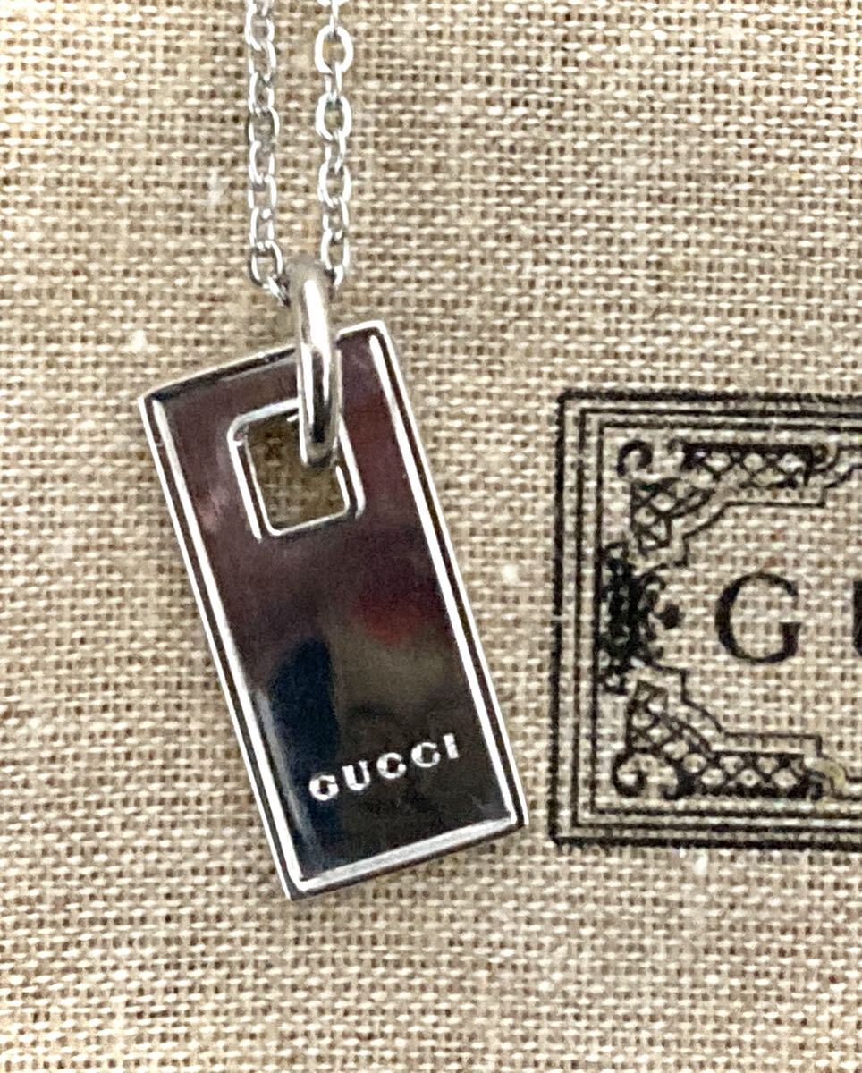 [ prompt decision / postage included ]GUCCI/ Gucci pair necklace tag / plate necklace / pendant ( chain 50cm)