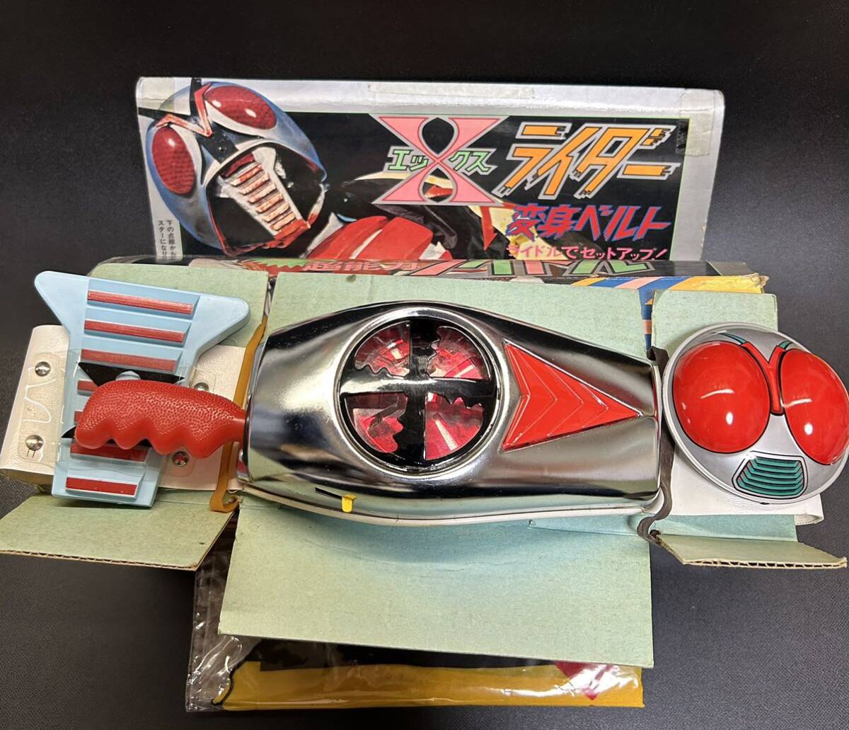 ★当時物　ポピー　仮面ライダーＸ　光る回るエックスライダー　ライドル　変身ベルト箱付き完品　動作確認　超合金昭和レトロ