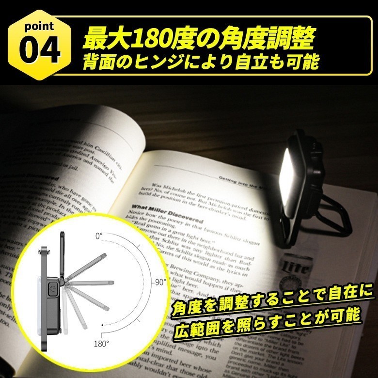 【3個入】LED 投光器 COB ミニ 小型 作業灯 照明 懐中電灯 防水 ライト マグネット USB充電式 高輝度カラビナ 災害 防水 キャンプ ランタン_画像5