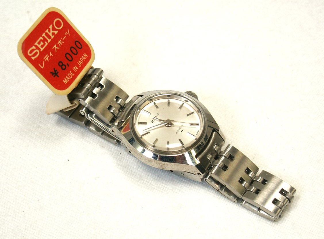 昭和レトロ　セイコー　SEIKO 手巻き/ゼンマイ　レディース腕時計 ステンレス 21石　1960～70年代　純正ブレス　新品未使用品(保管品)