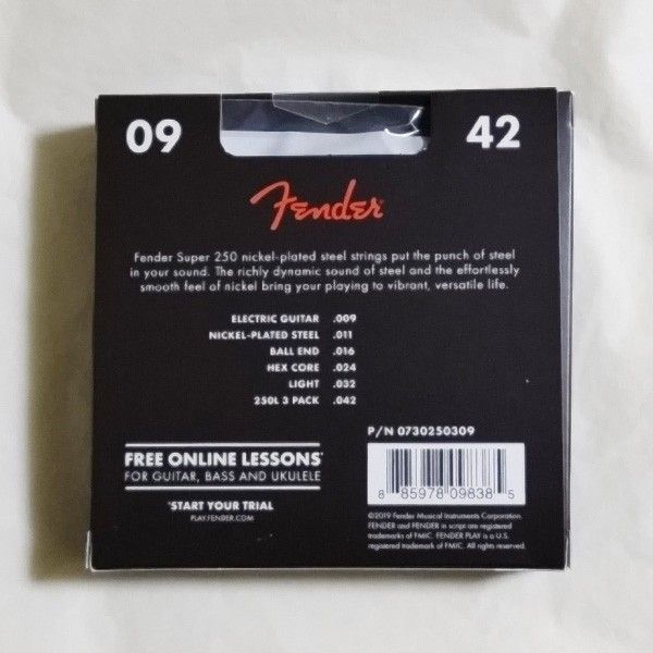 Fender エレキ弦 09-42 250L BOLL END 1セット