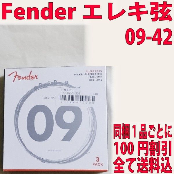 Fender エレキ弦 09-42 250L BOLL END 1セット