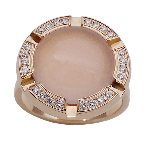  Chaumet CHAUMET ring lady's brand ring 750PG diamond rose quartz Class one cruise #52 approximately 12 number polished 