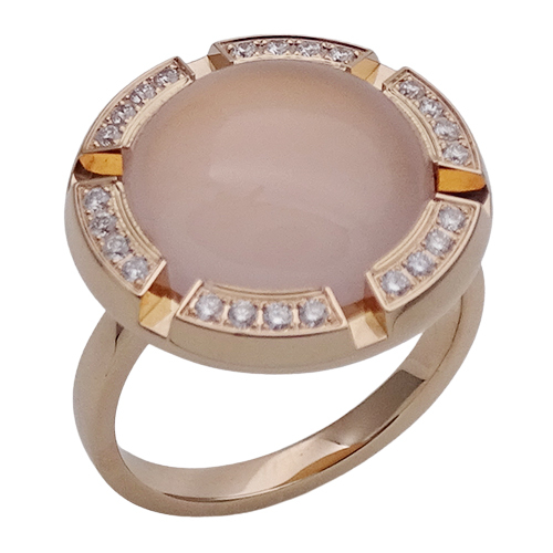  Chaumet CHAUMET ring lady's brand ring 750PG diamond rose quartz Class one cruise #52 approximately 12 number polished 