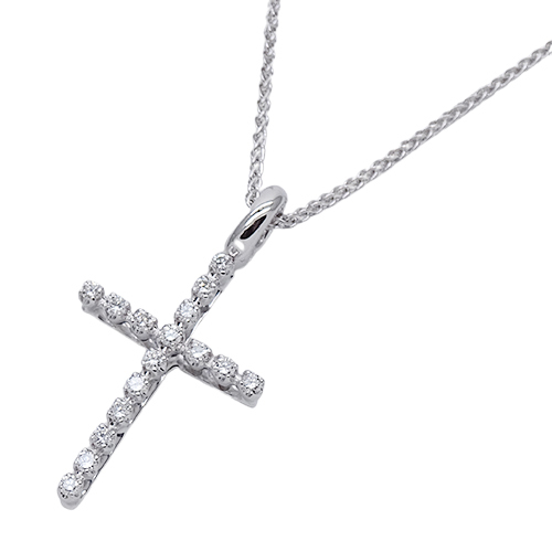 ダミアーニ DAMIANI ネックレス レディース メンズ ブランド 十字架 750WG ダイヤモンド ミステリークロス XS ホワイトゴールド 磨き済み