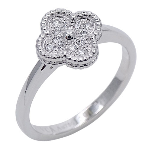  Van Cleef & Arpels Van Cleef & Arpels ring Suite aru handle bla lady's ring 750WG diamond #50 approximately 10 number polished 