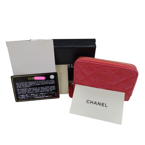 シャネル CHANEL 財布 レディース ブランド コインケース 小銭入れ カードケース ラムスキン マトラッセ ピンク ゴールド金具 ココマーク_画像8