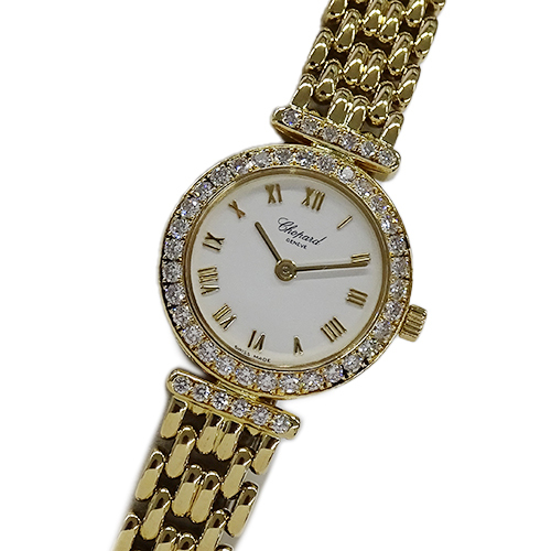  Chopard Chopard clock lady's brand Classic diamond diamond quarts QZ 750YG pure gold 10/5895 Gold 