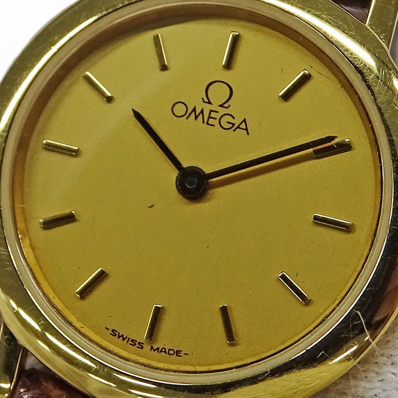 １円～ オメガ OMEGA デビル 時計 レディース ブランド クォーツ QZ レザー SS ラウンド ジャンク品 (v0080359600)の画像9