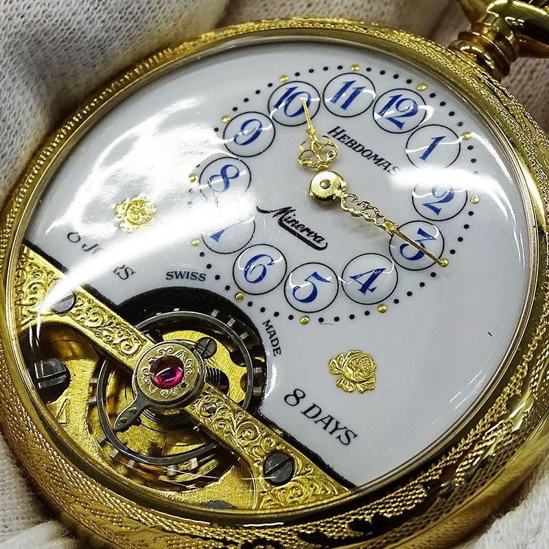 １円～ ヘブドマス HEBDOMAS 時計 メンズ ブランド 機械式 手巻 金 ゴールド 白文字盤 アンティーク ヴィンテージ (v0080328700)_画像8