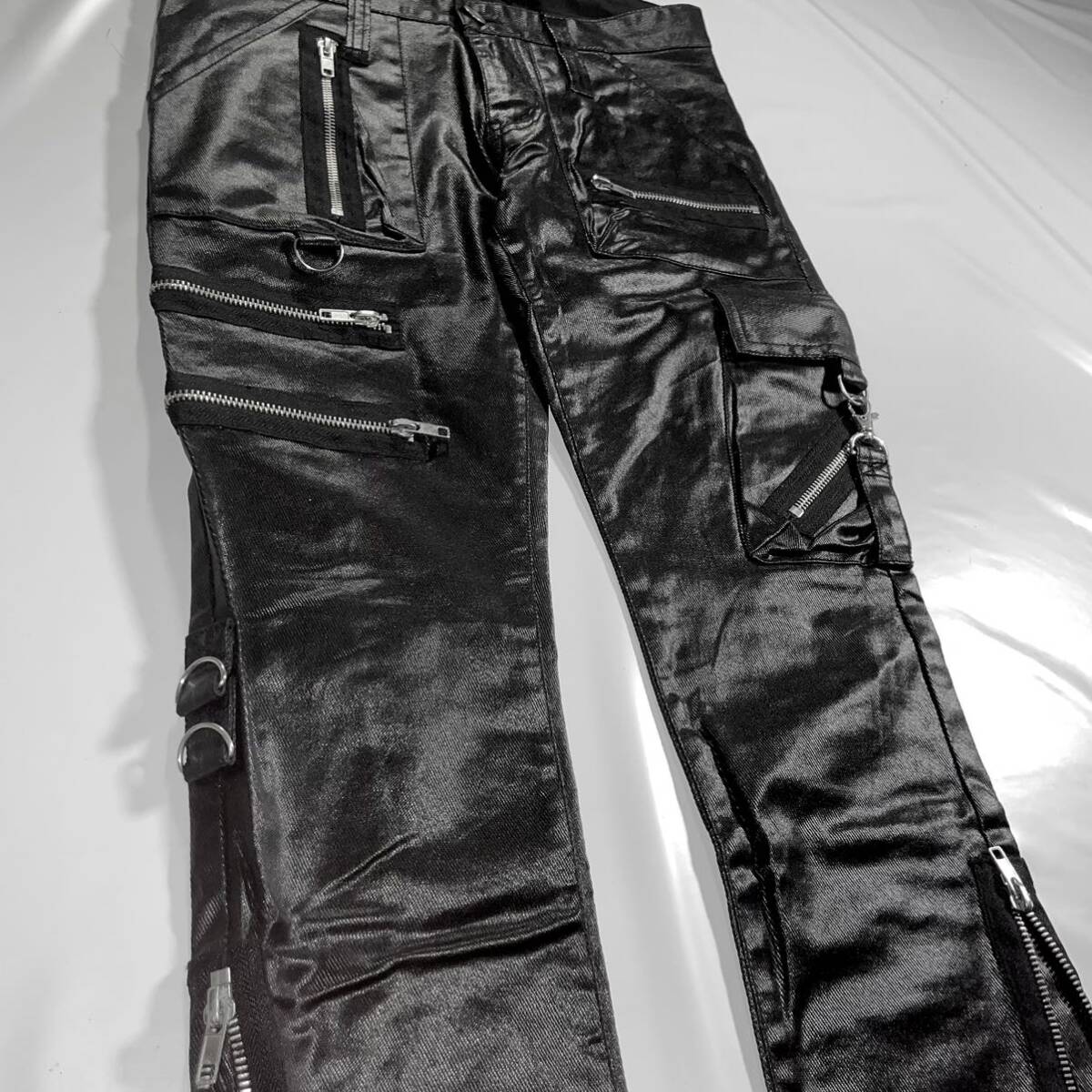 Rare 00s Japanese Label flare coating cargo pants bondage 14thaddiction share spirit ifsixwasnine goa lgb kmrii archive rick owens_画像3