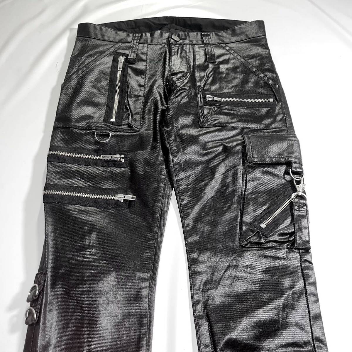 Rare 00s Japanese Label flare coating cargo pants bondage 14thaddiction share spirit ifsixwasnine goa lgb kmrii archive rick owens_画像4