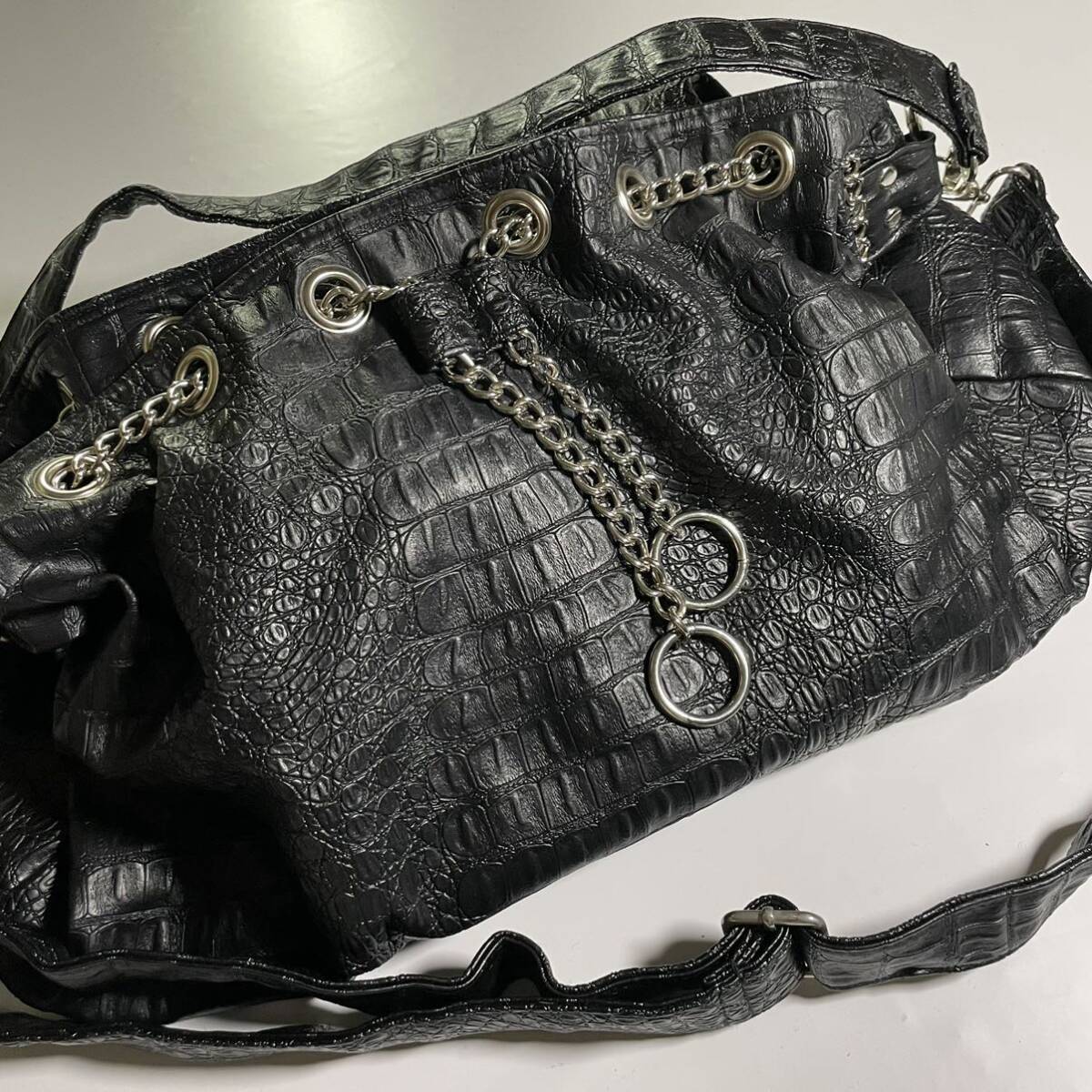 Rare 00s Japanese Label Python leather shoulder bag lgb 14th addiction share spirit ifsixwasnine goa kmrii obelisk archive y2k_画像2