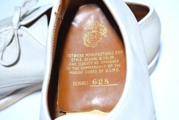  rare Vintage goods *HEILBORN SHOE*USMC/ America sea .. service shoes [8/25.5/ white beige ] Goodyear made law /SERIAL:628/*X11J121