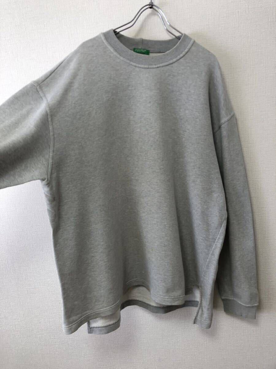 90's BENETTON VINTAGE SWEAT ベネトン アーカイブ ビンテージ リブ無し スリット入り スウェット トレーナー ギャルソン マルジェラ MM6