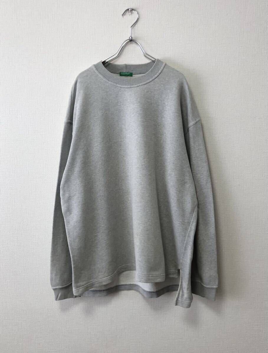 90's BENETTON VINTAGE SWEAT ベネトン アーカイブ ビンテージ リブ無し スリット入り スウェット トレーナー ギャルソン マルジェラ MM6