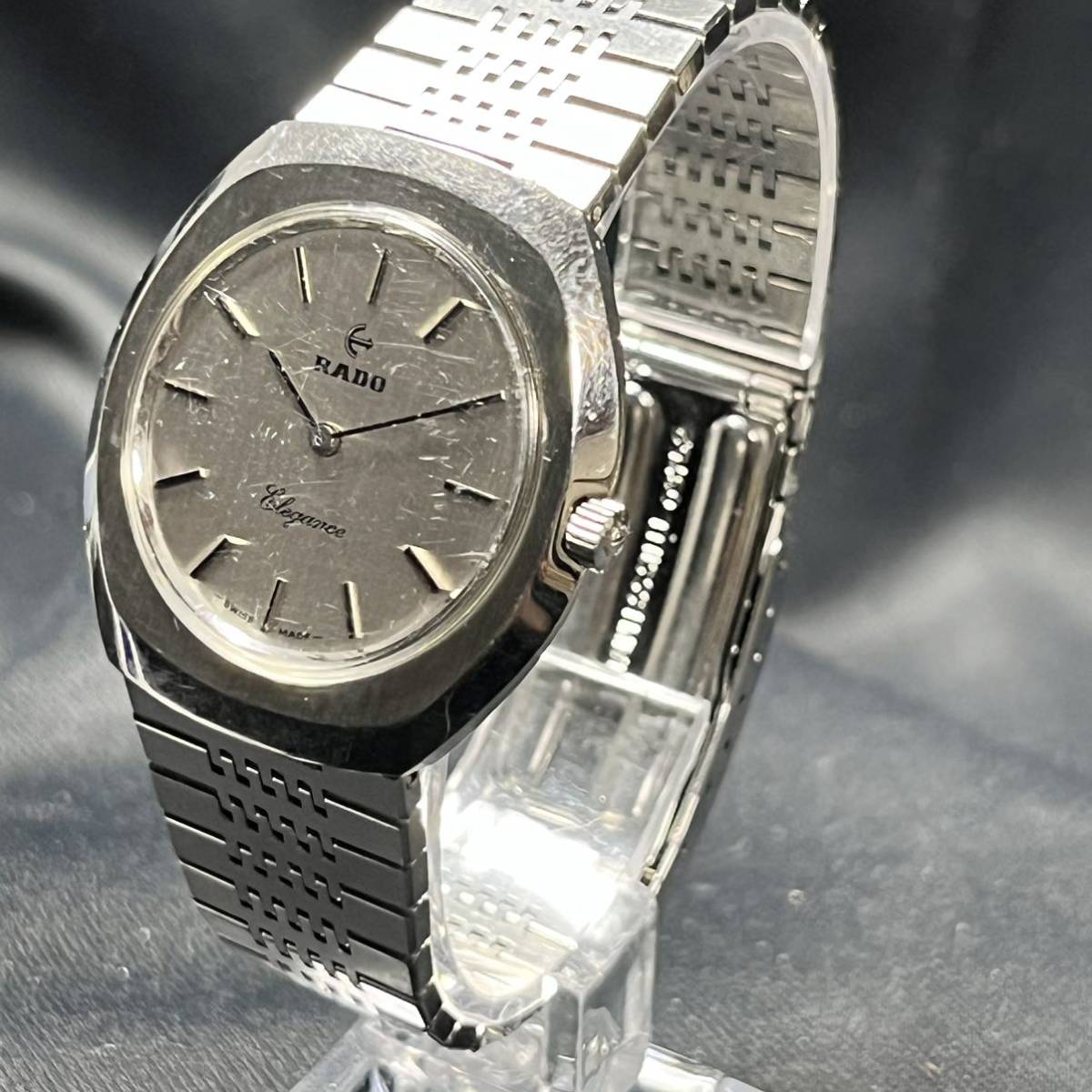 RADO ラドー メンズ腕時計 396.3008 エレガンス 手巻き シルバー文字盤 動作品 純正ブレス ヴィンテージ _画像2