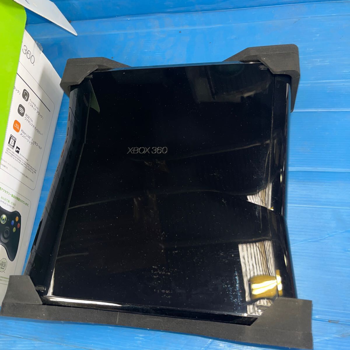 ★外箱付き★通電ok★ Microsoft Xbox 360 250GB プレミアムリキッドブラック 中古 D504 本体　モンスターハンター　フロンティア　_画像3