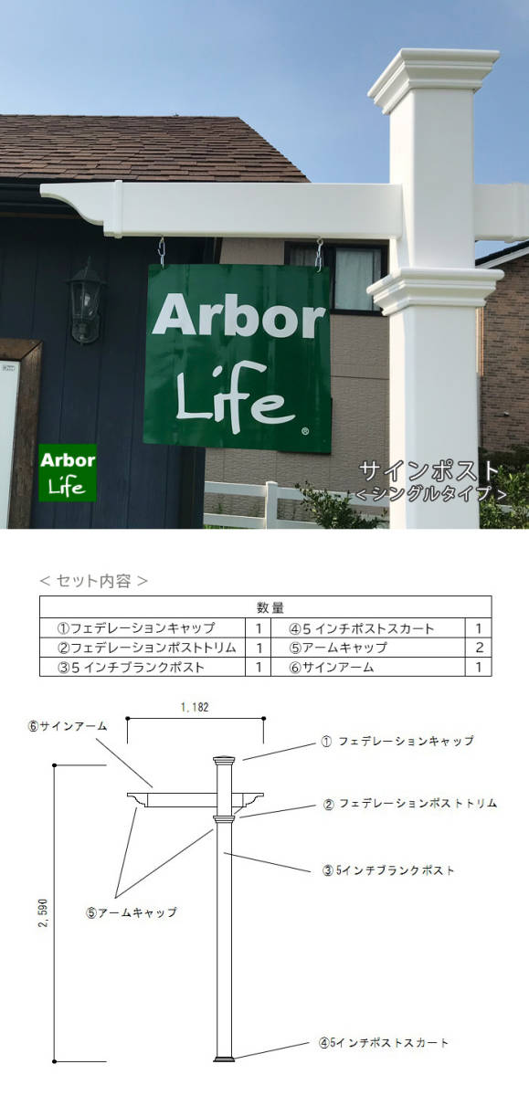 サインポストシングル 門柱 表札 インターホン お店の看板に ロードサイン サーファーズハウス 輸入住宅 バイナルフェンス PVC樹脂製_画像2