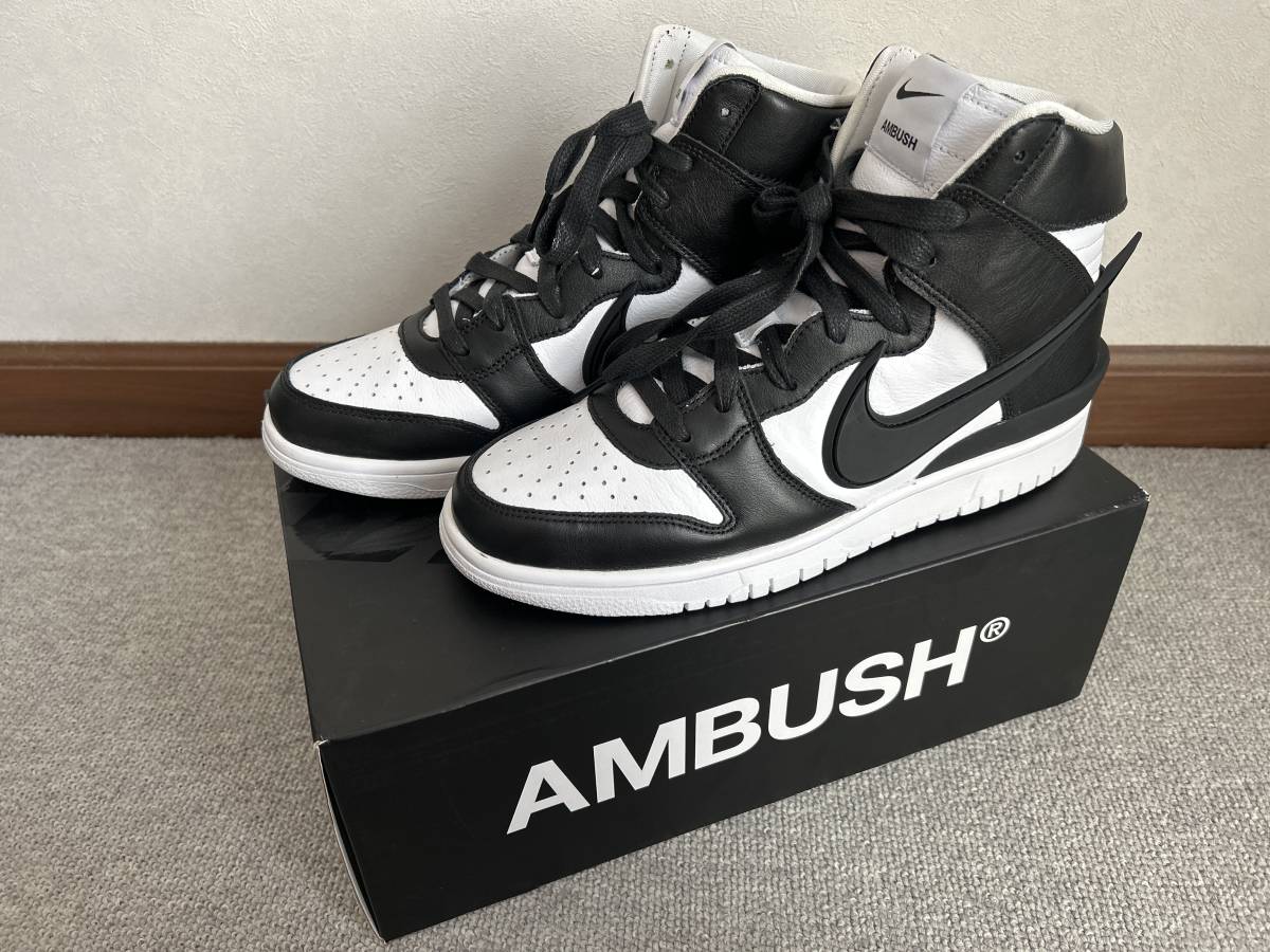 【中古】ナイキ アンブッシュ NIKE × AMBUSH DUNK HI ダンクハイ スニーカー 26cm 白 黒 ホワイト ブラック CU7544-001 靴