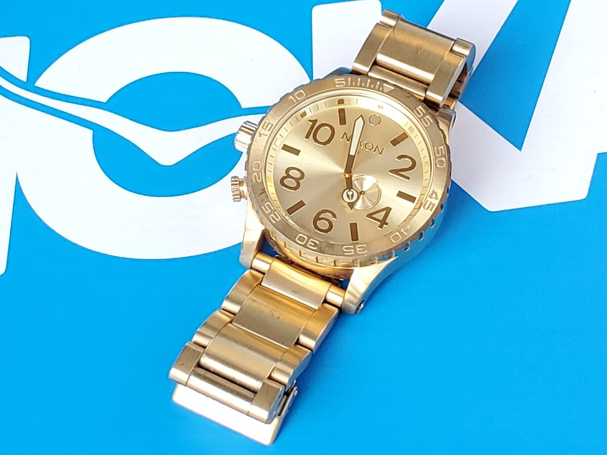 電池交換済 メンズ腕時計 NIXON ニクソン クォーツ クロノグラフ  THE51-30  GOLD ゴールドカラー 動作品 の画像1
