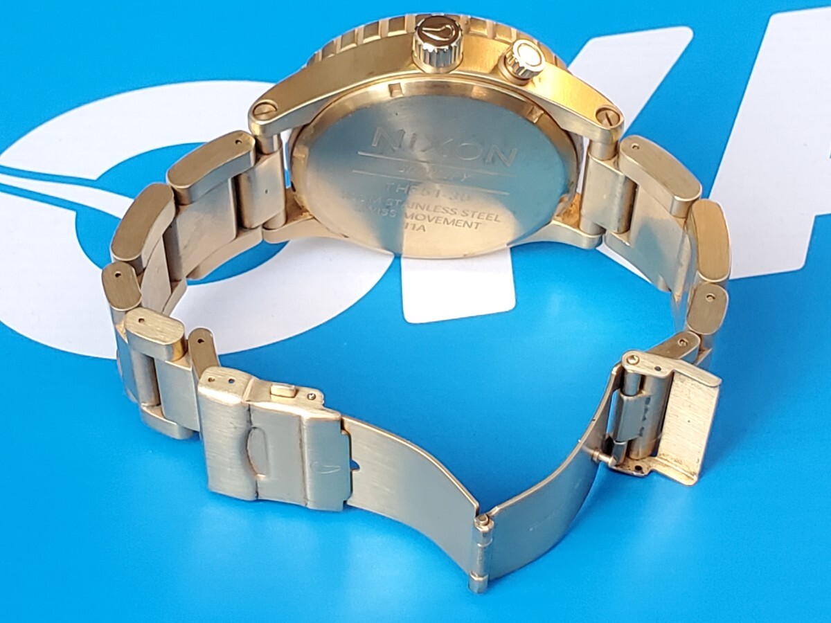 電池交換済 メンズ腕時計 NIXON ニクソン クォーツ クロノグラフ  THE51-30  GOLD ゴールドカラー 動作品 の画像7