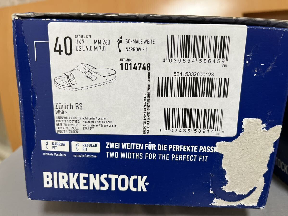 【新品未使用】BILKENSTOCK Zurich ビルケンシュトック チューリッヒ ホワイト 40 26.0 ナロー アリゾナ　　　ボストン ライトグレー_画像4