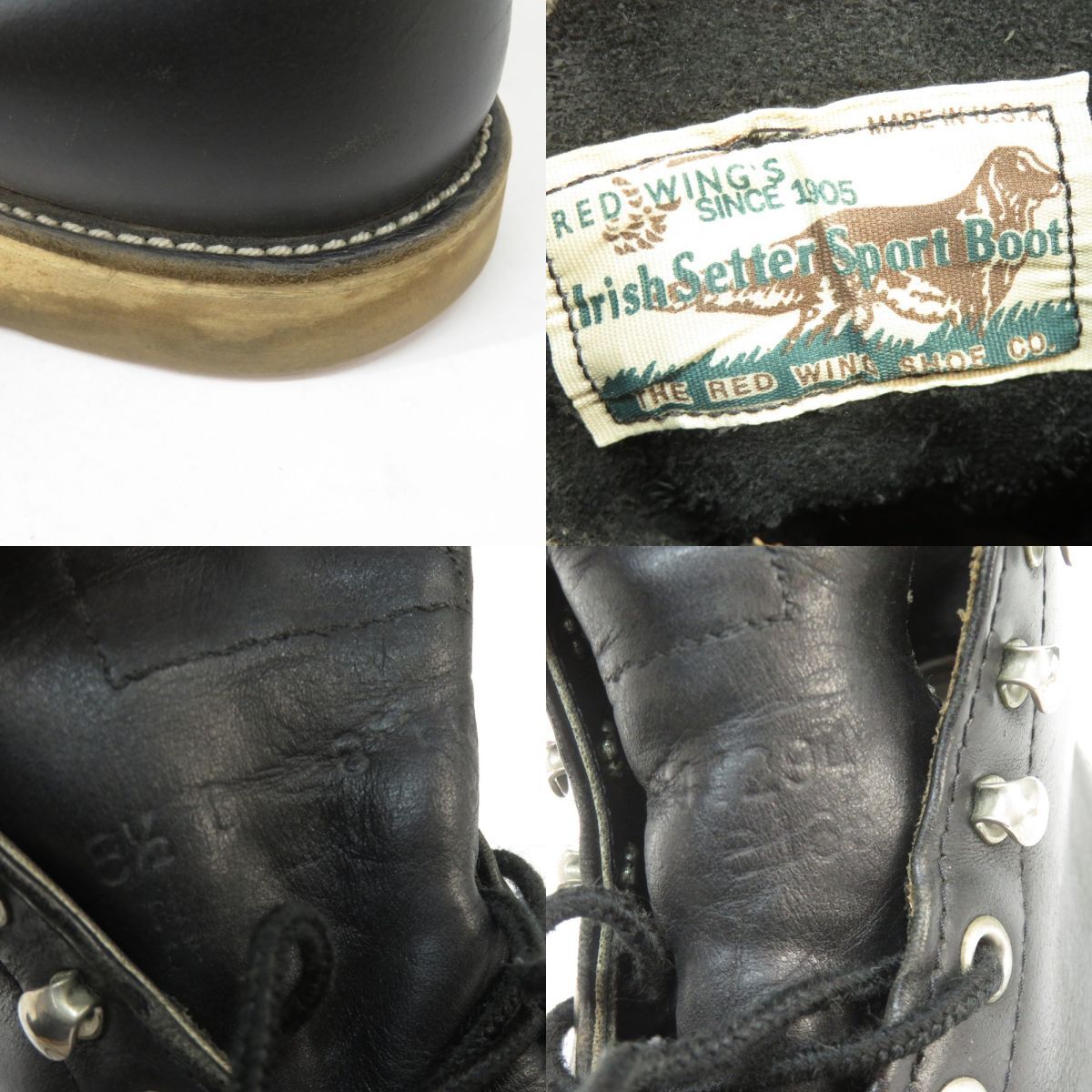 156 REDWING レッドウィング 8165 アイリッシュセッター プレーントゥ ブラック US8.5D 26.5cm 箱無し ※中古の画像10