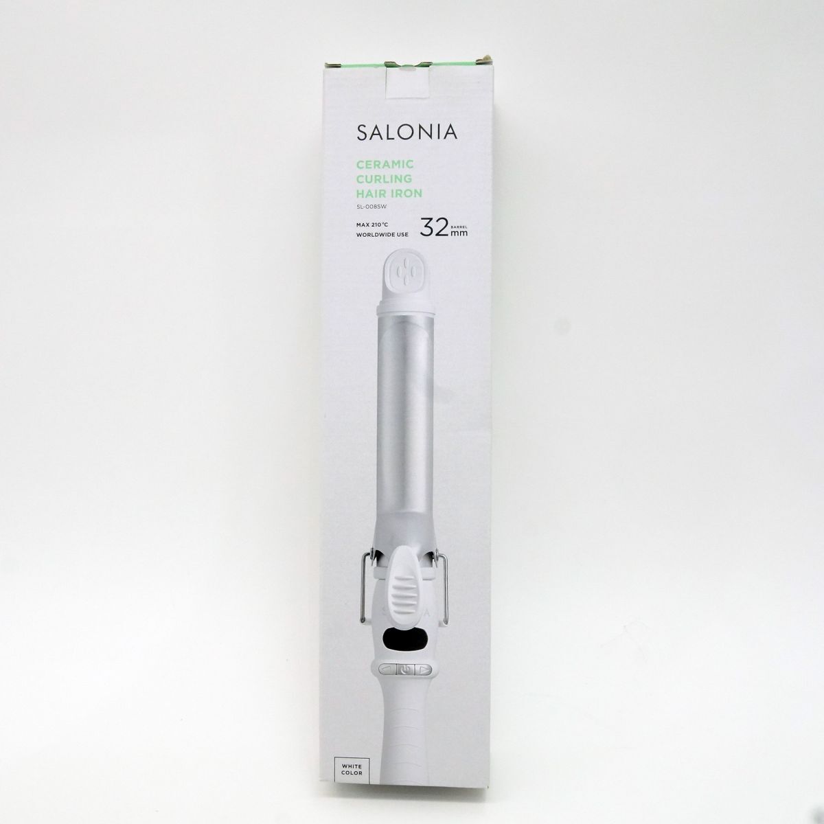 110【未使用】SALONIA サロニア セラミックカールヘアアイロン 32mm ホワイト SL-008SW_画像1