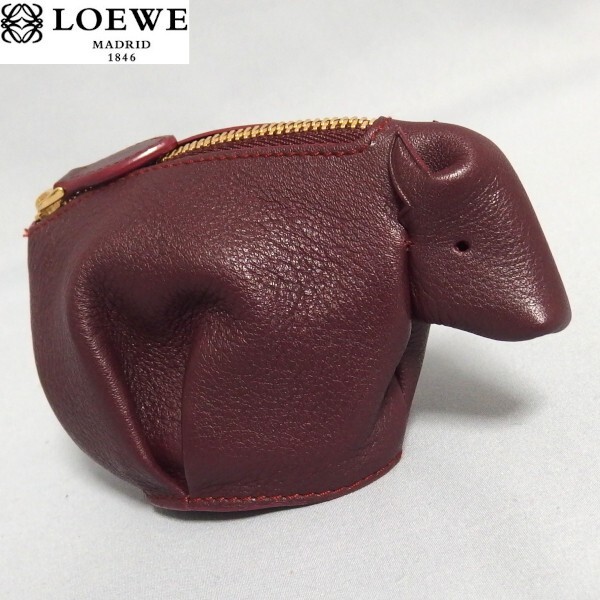  прекрасный товар *LOEWE животное ячейка для монет кожа корова бордо COW корова Loewe *