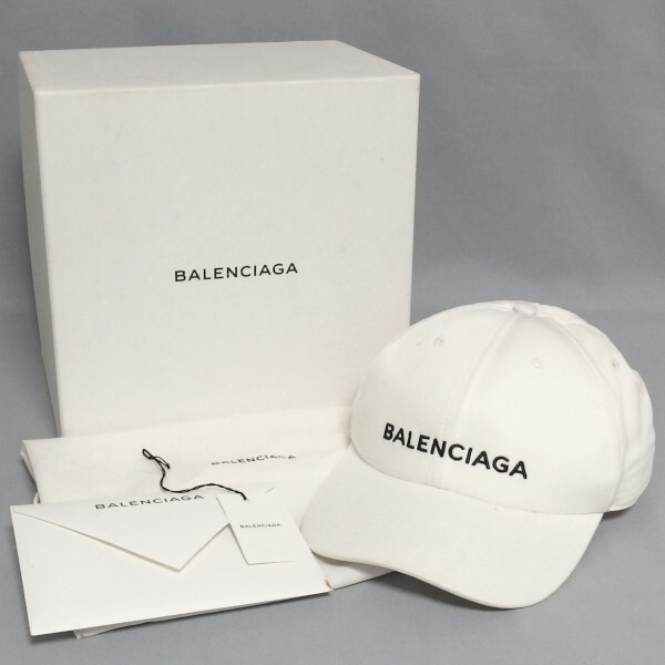 ★BALENCIAGA HAT BASEBALL ロゴ 刺繍 ベースボール キャップ 452245 ホワイト 帽子 バレンシアガ★の画像1