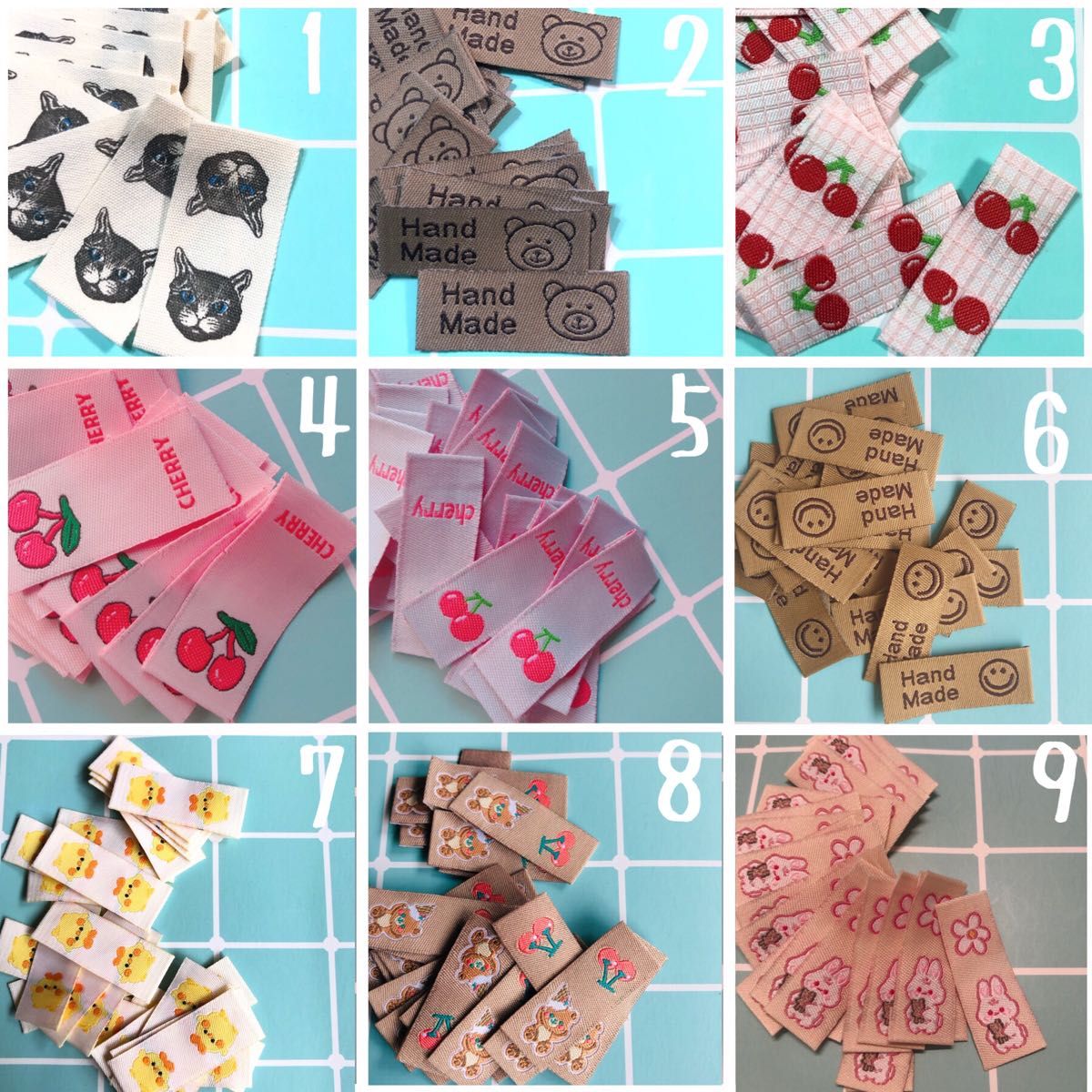25枚　ハンドメイド 布ダグ 刺繍 織りタグ　タグ　アニマル　ポップ　韓国
