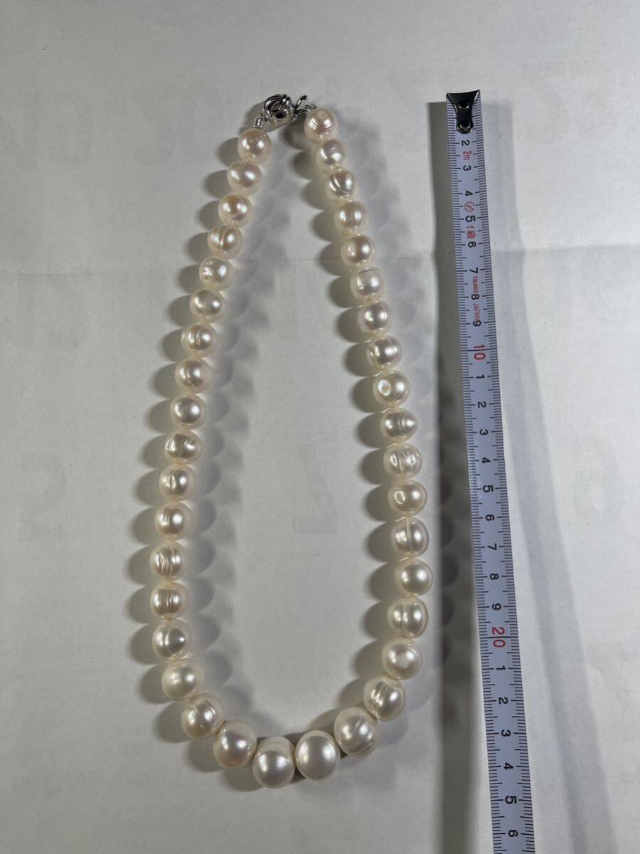 本真珠　真珠パールネックレス・留め具SILVER刻印あり　約13-16mm_画像3