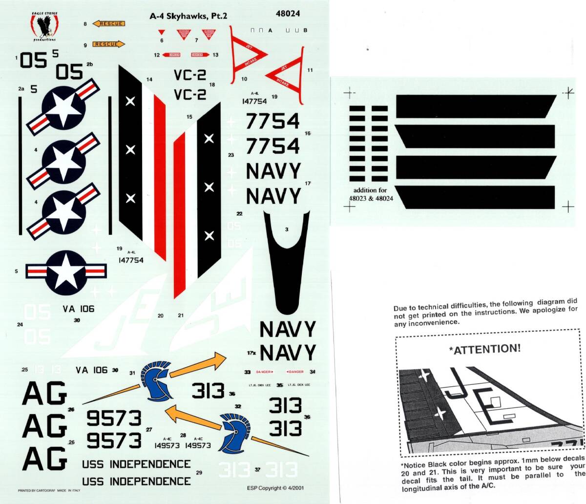 Eagle Strike Decals, 48024, A-4 Skyhawks Pt. 2_画像3