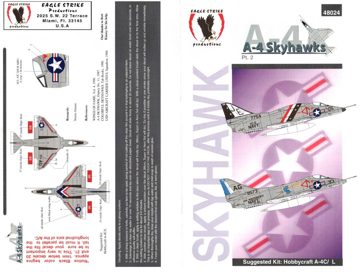 Eagle Strike Decals, 48024, A-4 Skyhawks Pt. 2_画像1