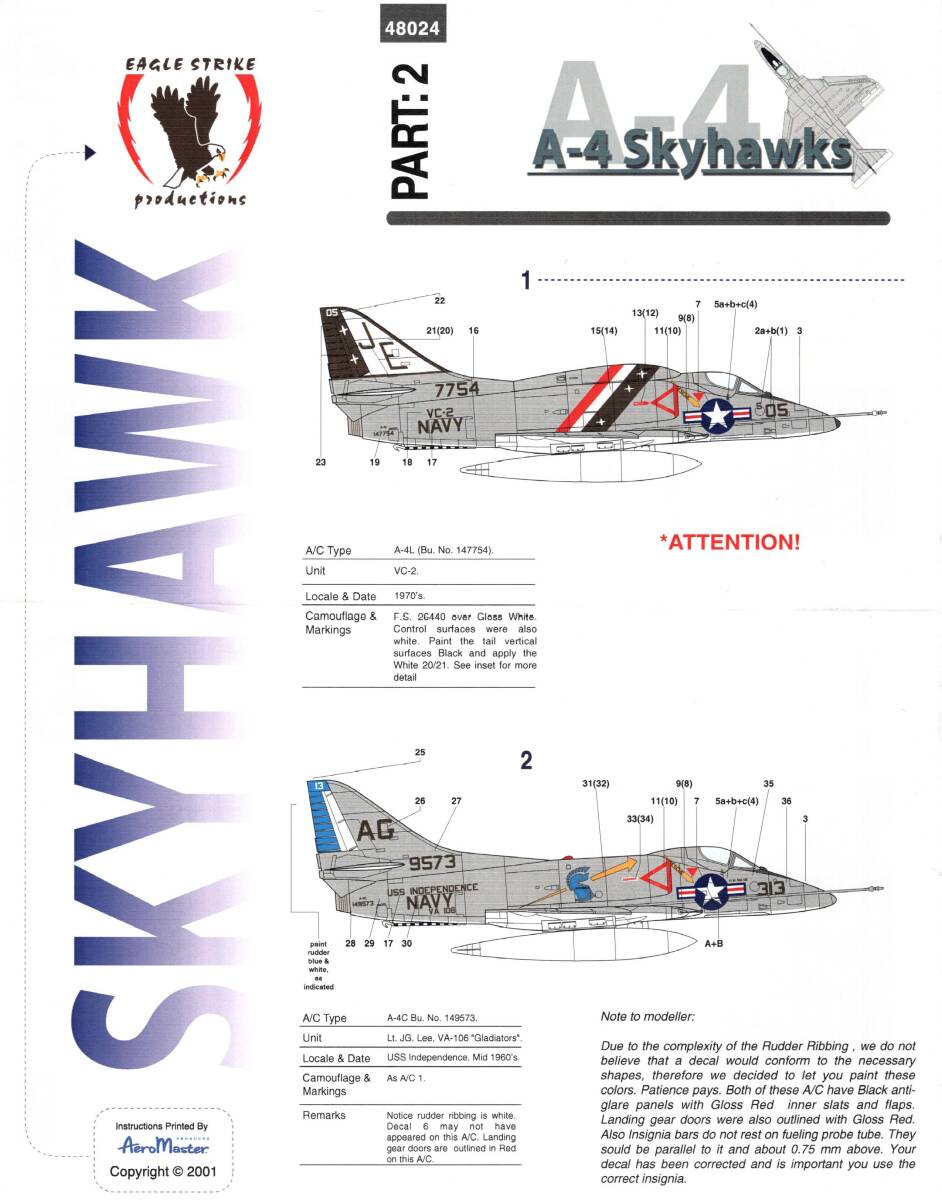 Eagle Strike Decals, 48024, A-4 Skyhawks Pt. 2_画像2