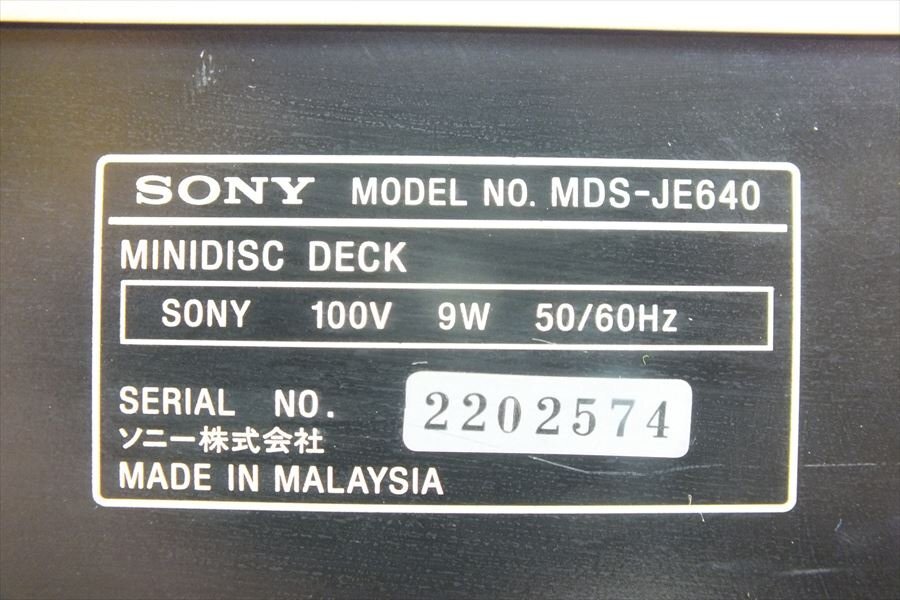 * SONY Sony MDS-JE640 MD deck sound out verification settled used present condition goods 240301Y8326