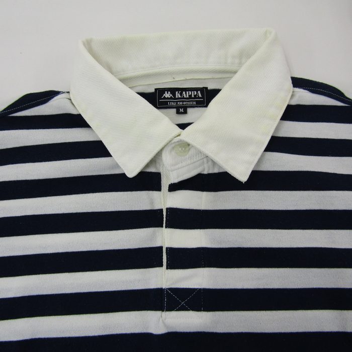 カッパ 半袖ポロシャツ ボーダー柄 ゴルフウエア 日本製 メンズ Mサイズ ホワイト×ネイビー Kappa_画像4