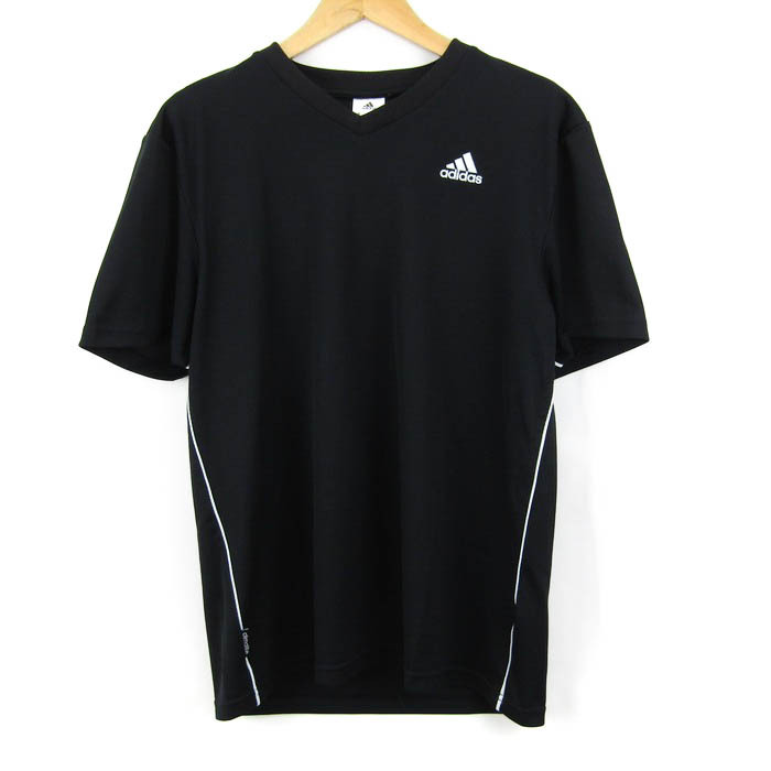 アディダス 半袖Tシャツ ロゴT Vネック スポーツウエア メンズ Lサイズ ブラック adidas_画像1