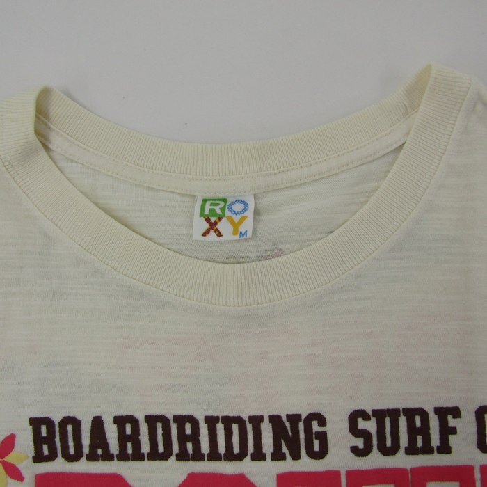  Roxy короткий рукав футболка графика T спортивная одежда женский M размер бежевый × чай × красный ROXY